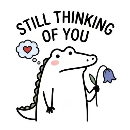 florak stickers, cute, funny, stickers, WhatsApp stickers, sticker pack, Alligator, thinking of you